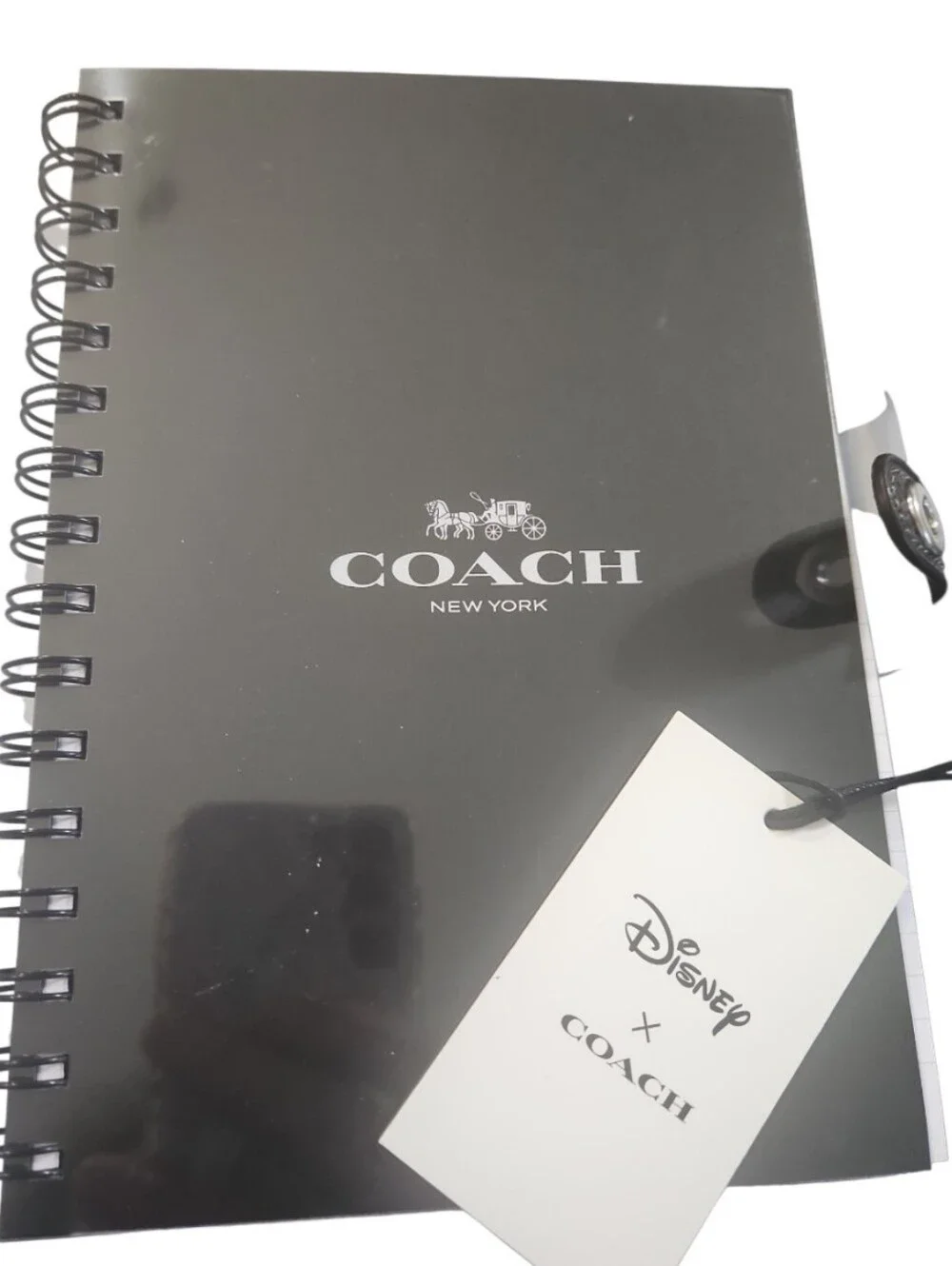 Coach X Disney Mickey Mouse Black Pebble Leather Notebook Journal Cover NWT
